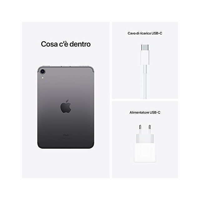 Apple 2021 iPad mini (8,3&quot;, Wi-Fi + Cellular, 64GB) - Grigio siderale (6ª generazione)-iStoreMilano