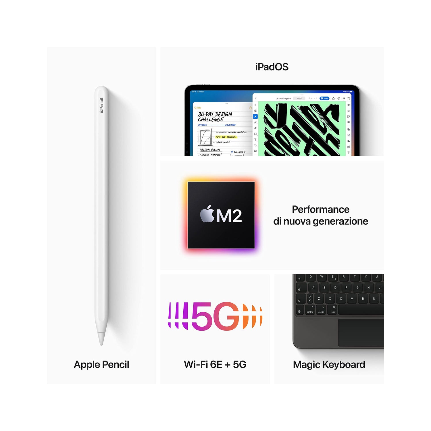 Apple 2022 iPad Pro 11&quot; (Wi-Fi + Cellular, 128GB) - Grigio siderale (4ª generazione)-iStoreMilano