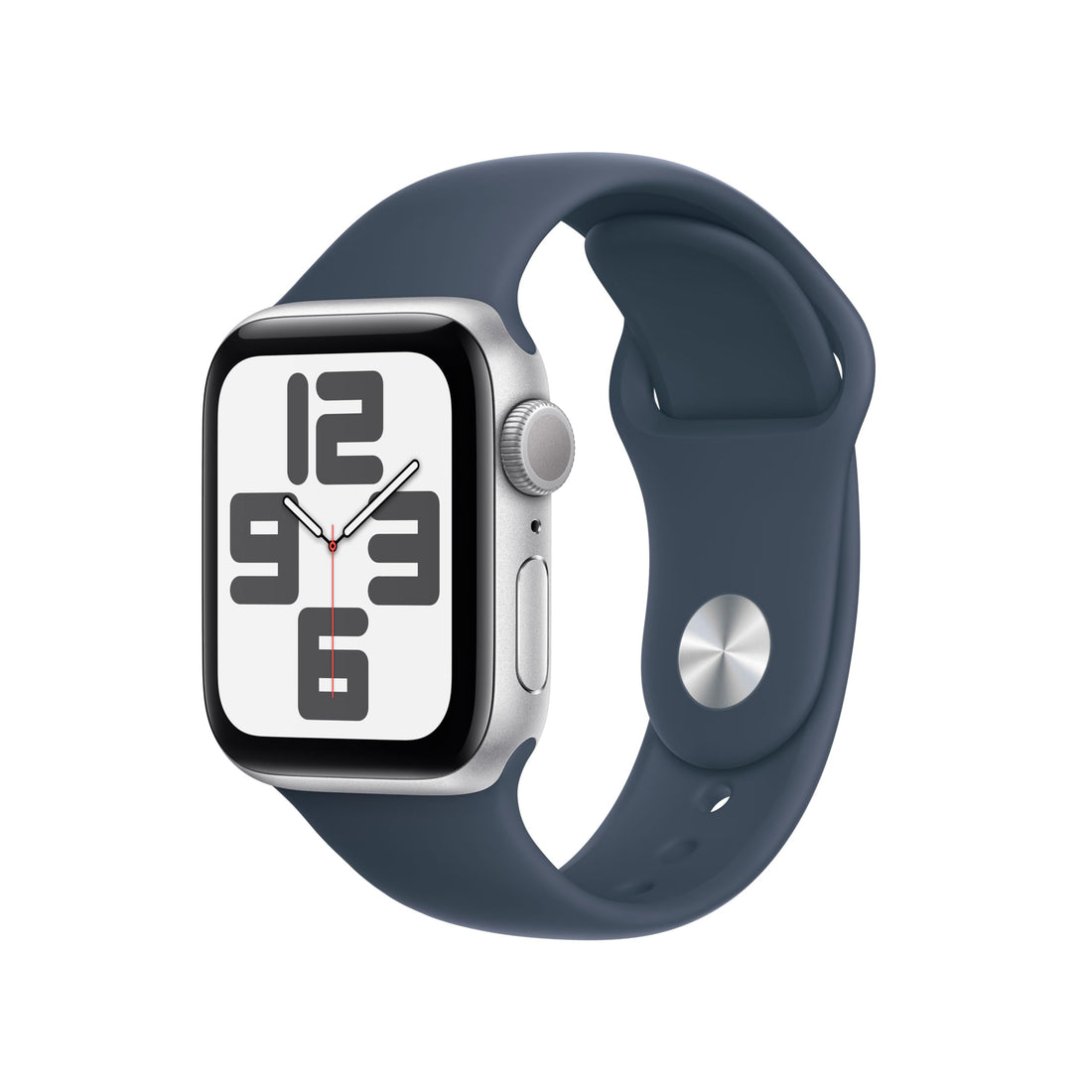 Apple Watch SE (2ª generazione, 2023) GPS 40 mm Smartwatch con cassa in alluminio color argento e Cinturino Sport blu tempesta - S/M. Fitness tracker, monitoraggio del sonno, Rilevamento incidenti-iStoreMilano