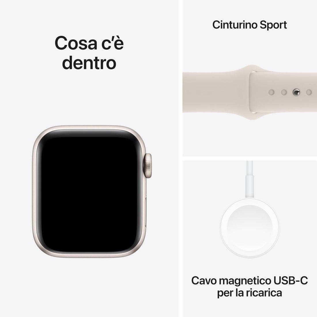 Apple Watch SE (2ª generazione, 2023) GPS 40 mm Smartwatch con cassa in alluminio color galassia e Cinturino Sport galassia - S/M. Fitness tracker, monitoraggio del sonno, Rilevamento incidenti-iStoreMilano