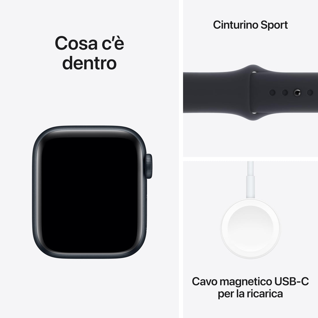 Apple Watch SE (2ª generazione, 2023) GPS 40 mm Smartwatch con cassa in alluminio color mezzanotte e Cinturino Sport mezzanotte - S/M. Fitness tracker, monitoraggio del sonno, Rilevamento incidenti-iStoreMilano