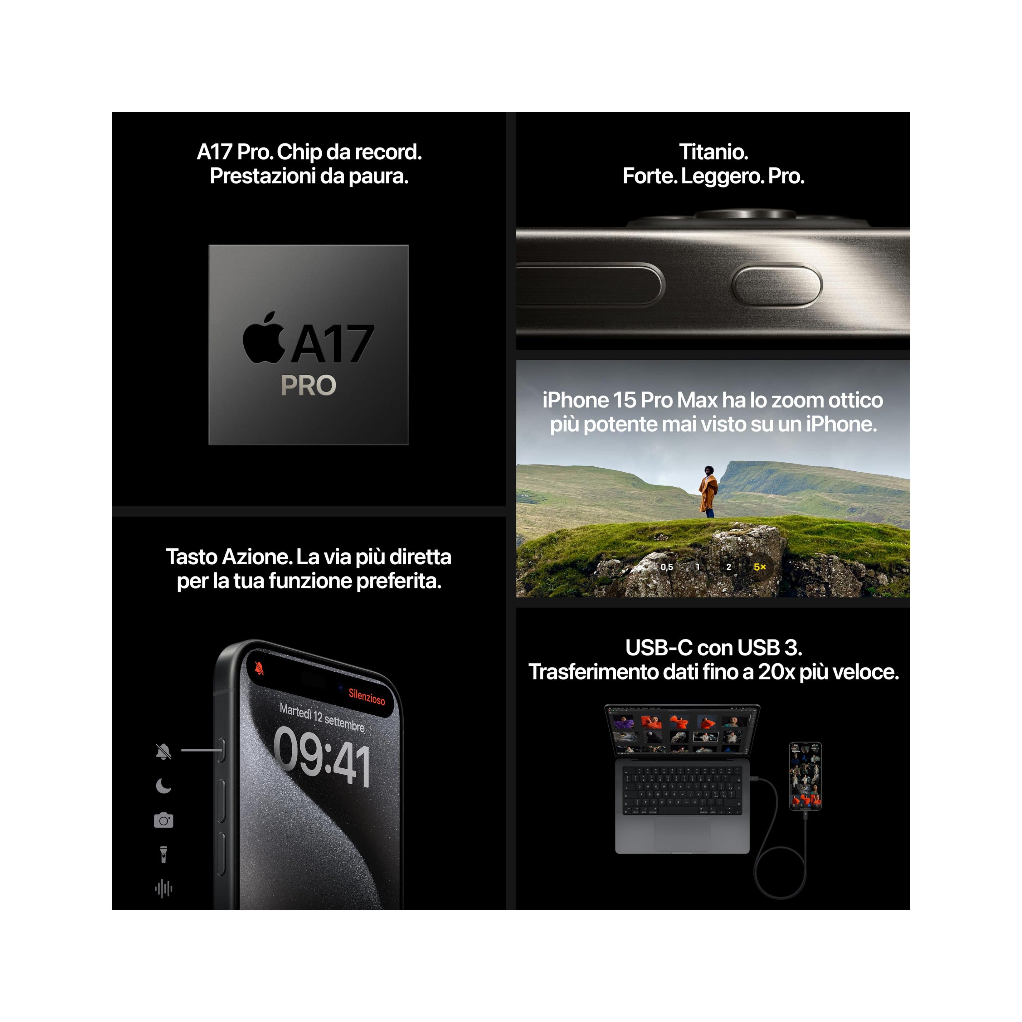 Apple iPhone 15 Pro (256 GB) - Titanio bianco-iStoreMilano